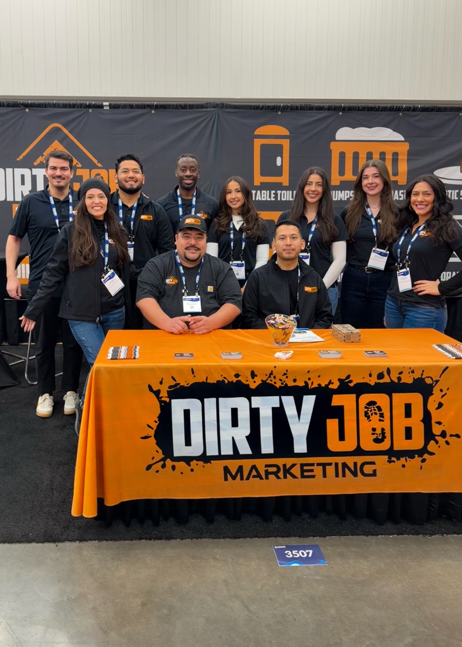 Dirty Job Marketing team at a dumpster industry trade show