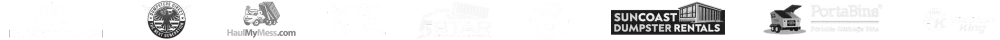 Client logos: HaulMyMess, SunCoast Dumpster Rentals, PortaBins and more